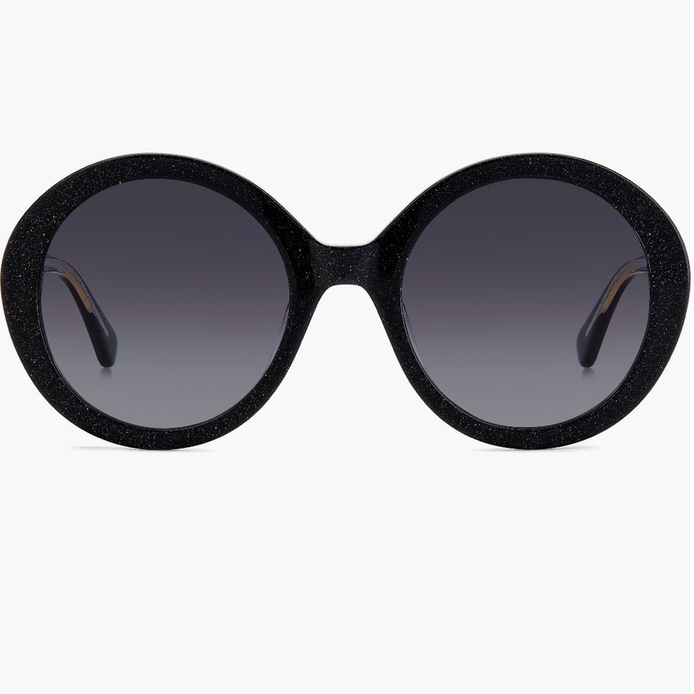 Kate spade 55mm Round Black Sparkle Sunglasses